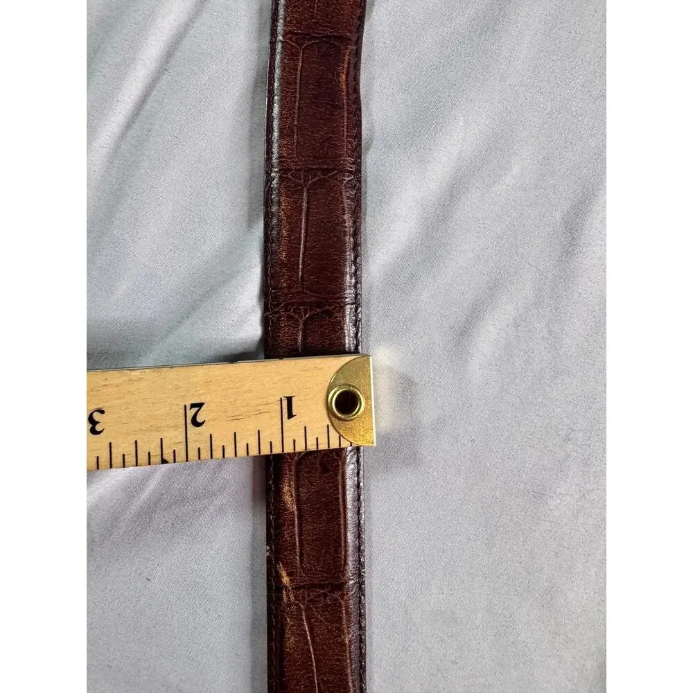 Martin Dingman Brown Full Grain Leather Belt Solid Brass Buckle Size 38 USA